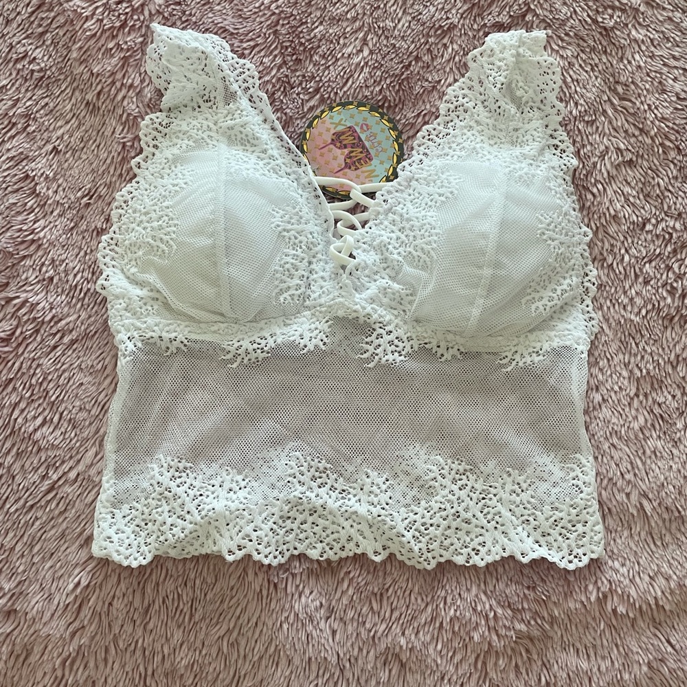 Sheer, white, padded